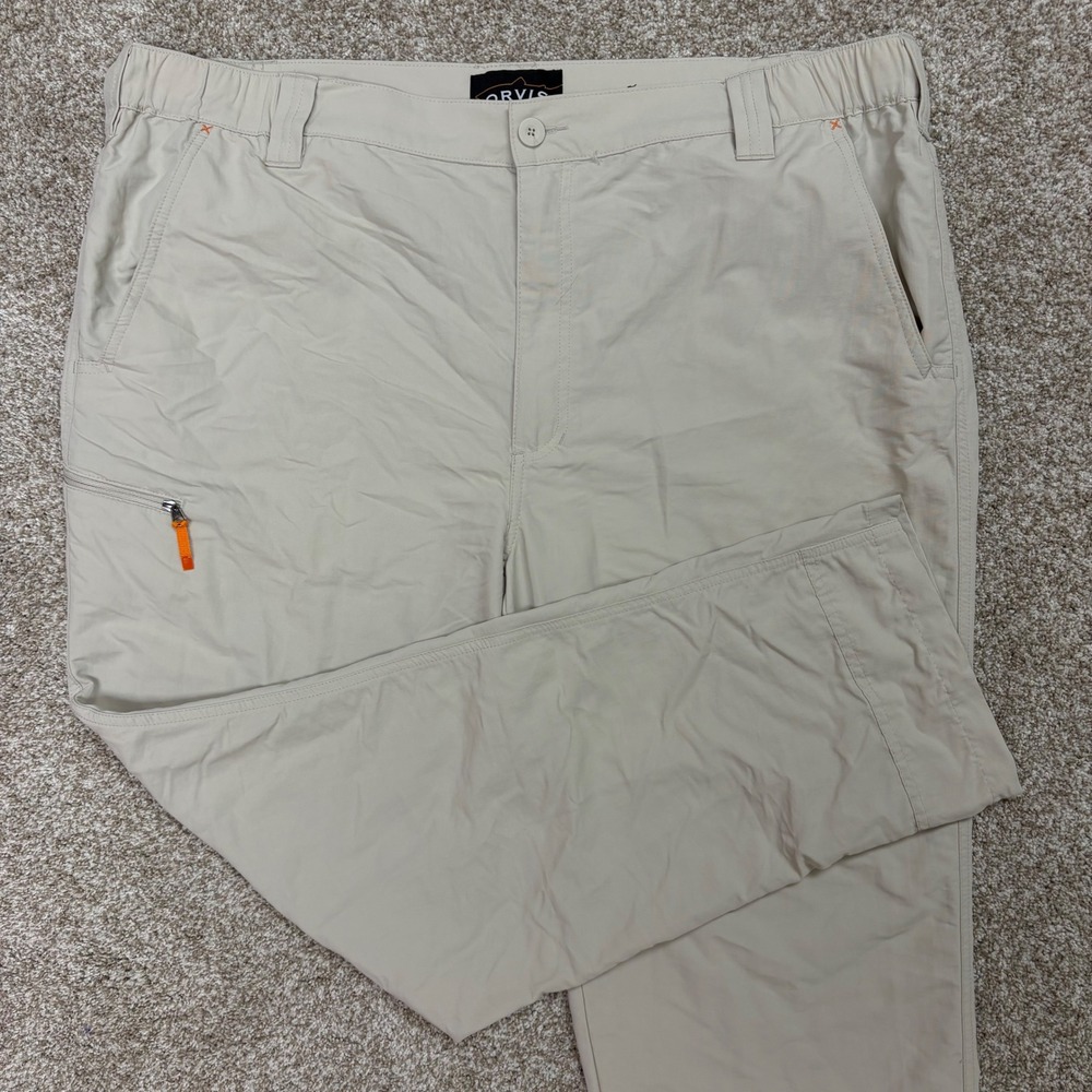 Orvis Men's Tech Pants Cargo Beige XL 30L Performance Stretch Outdoor Hiking